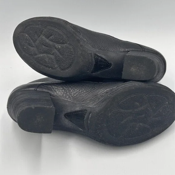 Born Black Leather Lace Up Ankle Boots Block Heel W32440 Womens 8.5 EU 40 - Picture 7 of 9